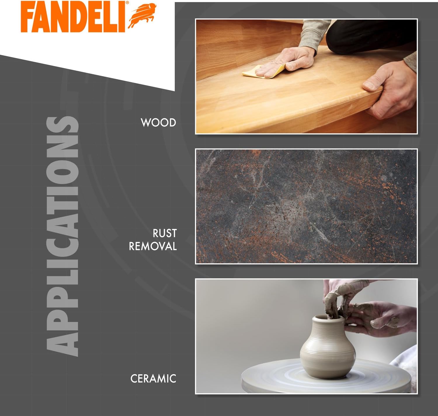 Fandeli | Pack Multi-Purpose Sandpaper Pack + Waterproof Sandpaper | 50 Sheets | Assorted Multi-Purpose (80, 120, 220), Waterproof (220, 320, 400) | 23 x 28 cm | Perfect for Sanding Metal and Wood - Image 4