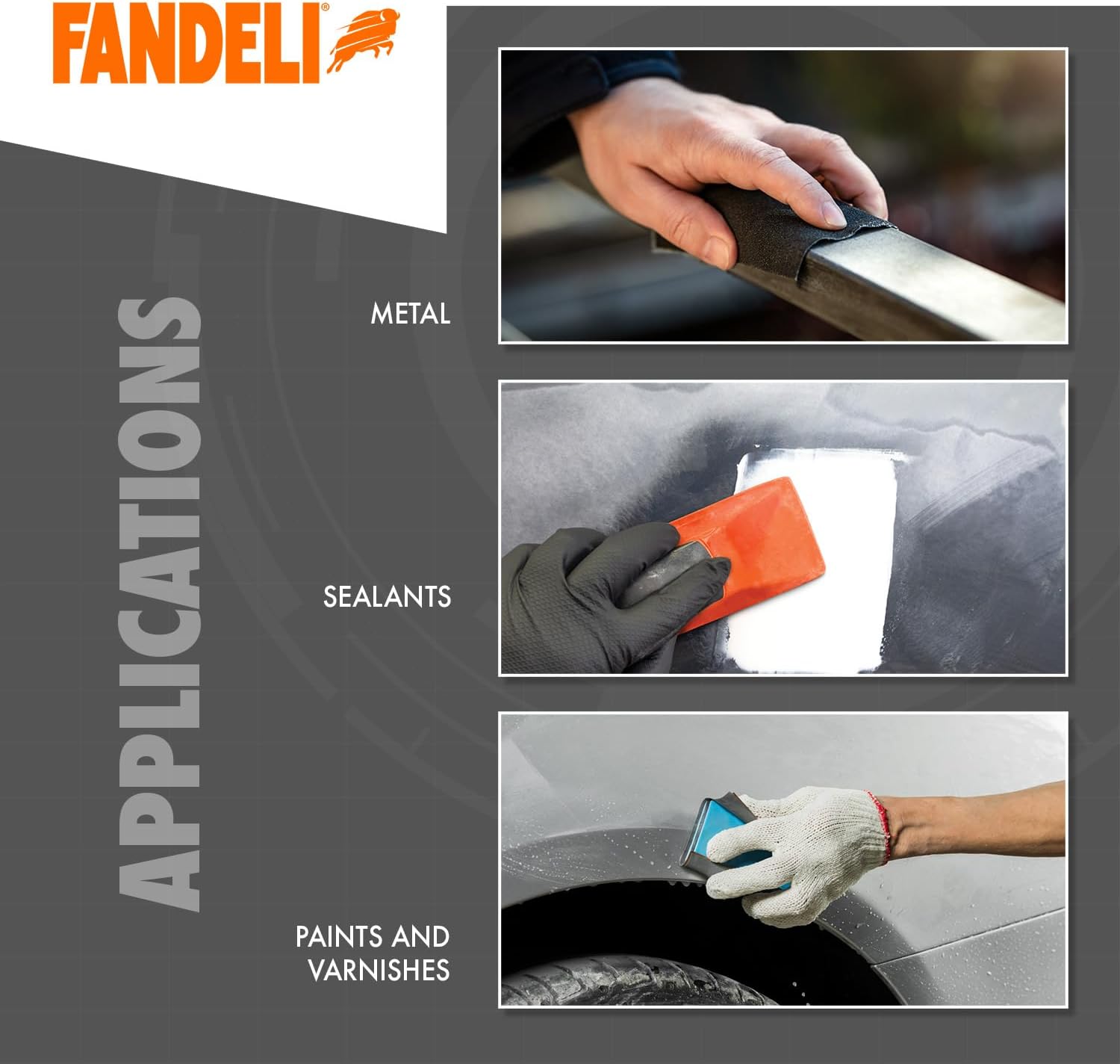 Fandeli | Pack Multi-Purpose Sandpaper Pack + Waterproof Sandpaper | 50 Sheets | Assorted Multi-Purpose (80, 120, 220), Waterproof (220, 320, 400) | 23 x 28 cm | Perfect for Sanding Metal and Wood - Image 5